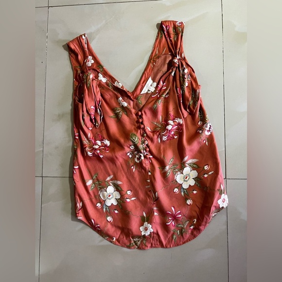 Rebecca Taylor Floral Silk Blouse 55 silk 45 viscoses XS top lightweight button - Picture 8 of 16